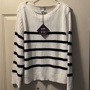 Ava & Viv Women's Sweater with Black and White Stripes size xxl